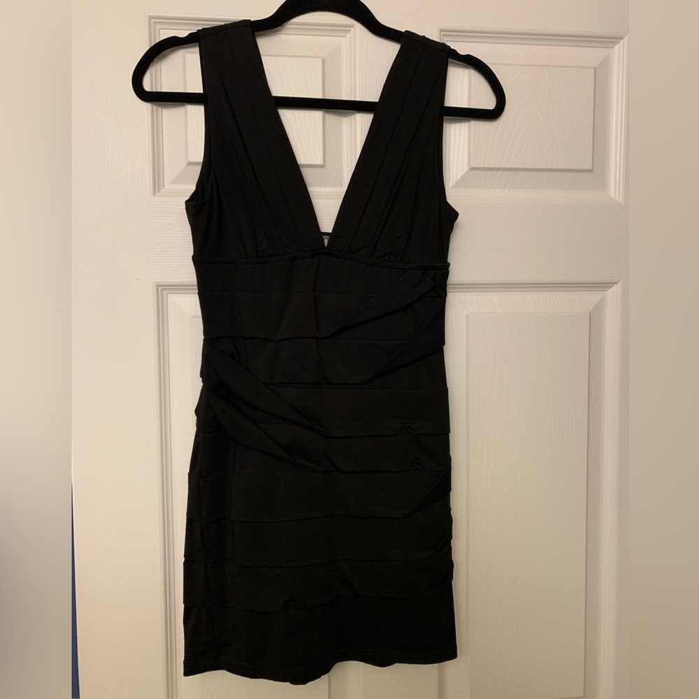 2 Cute Black Ruched Mini Dress - Size M